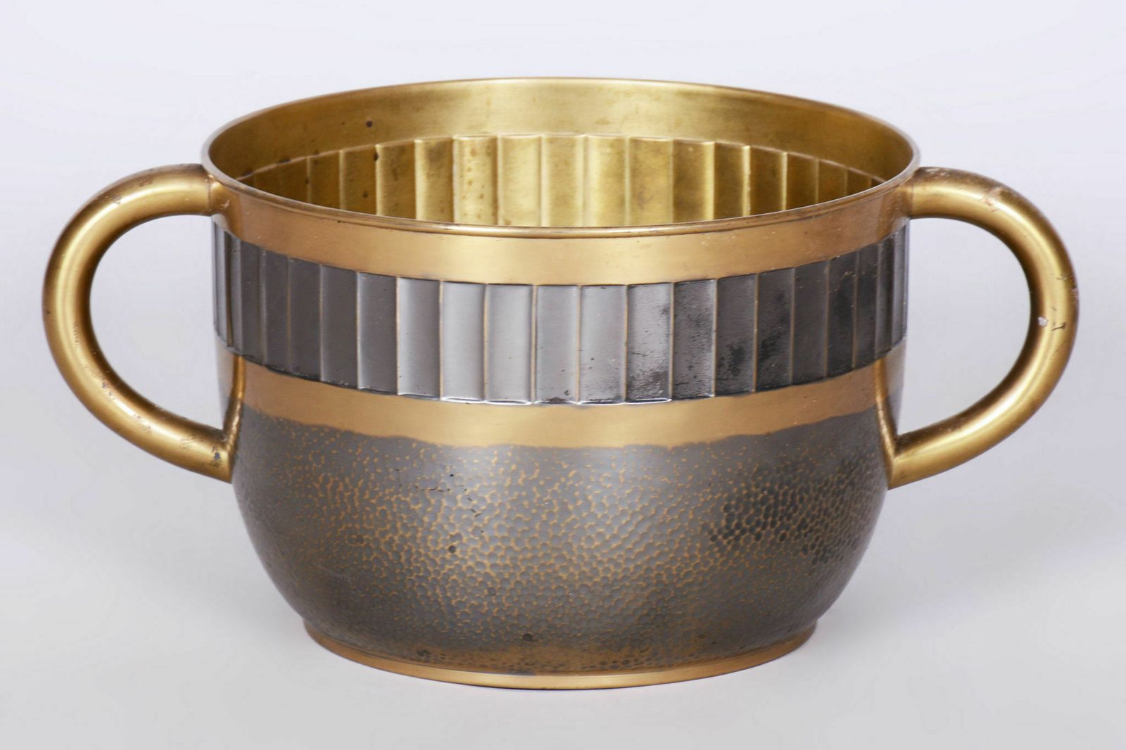 Original Art Deco Jardiniere, Professionally Cleaned Brass, Czech, 1910s
