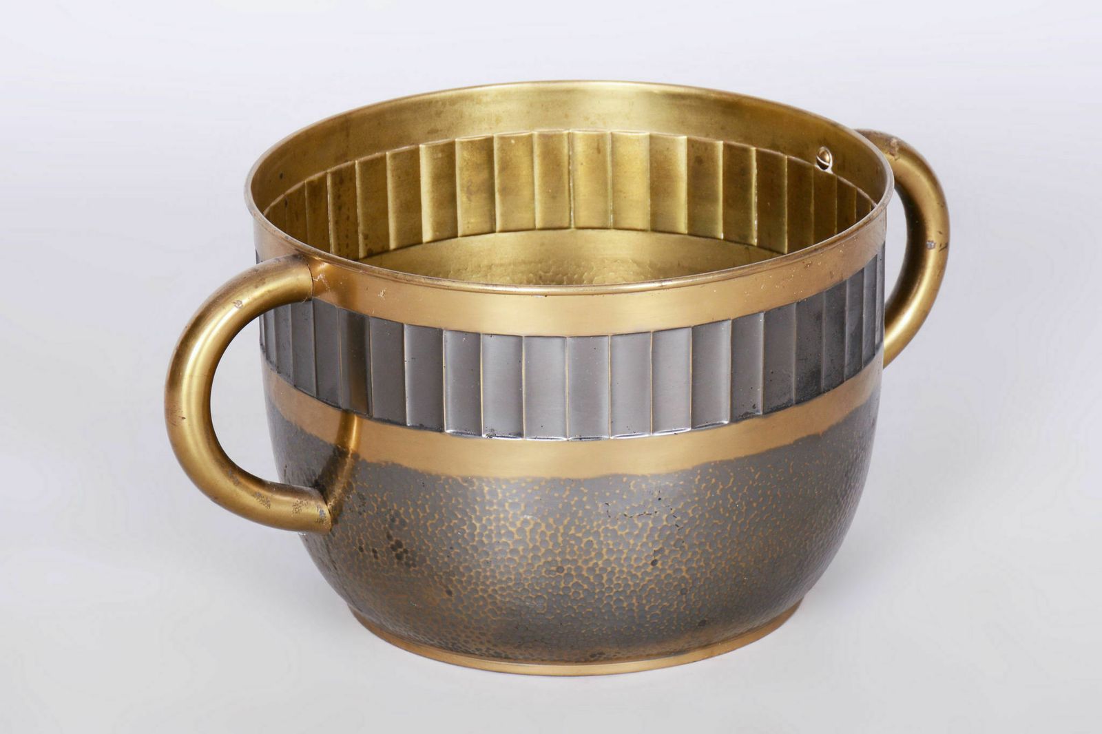 Original Art Deco Jardiniere, Professionally Cleaned Brass, Czech, 1910s photo for sale