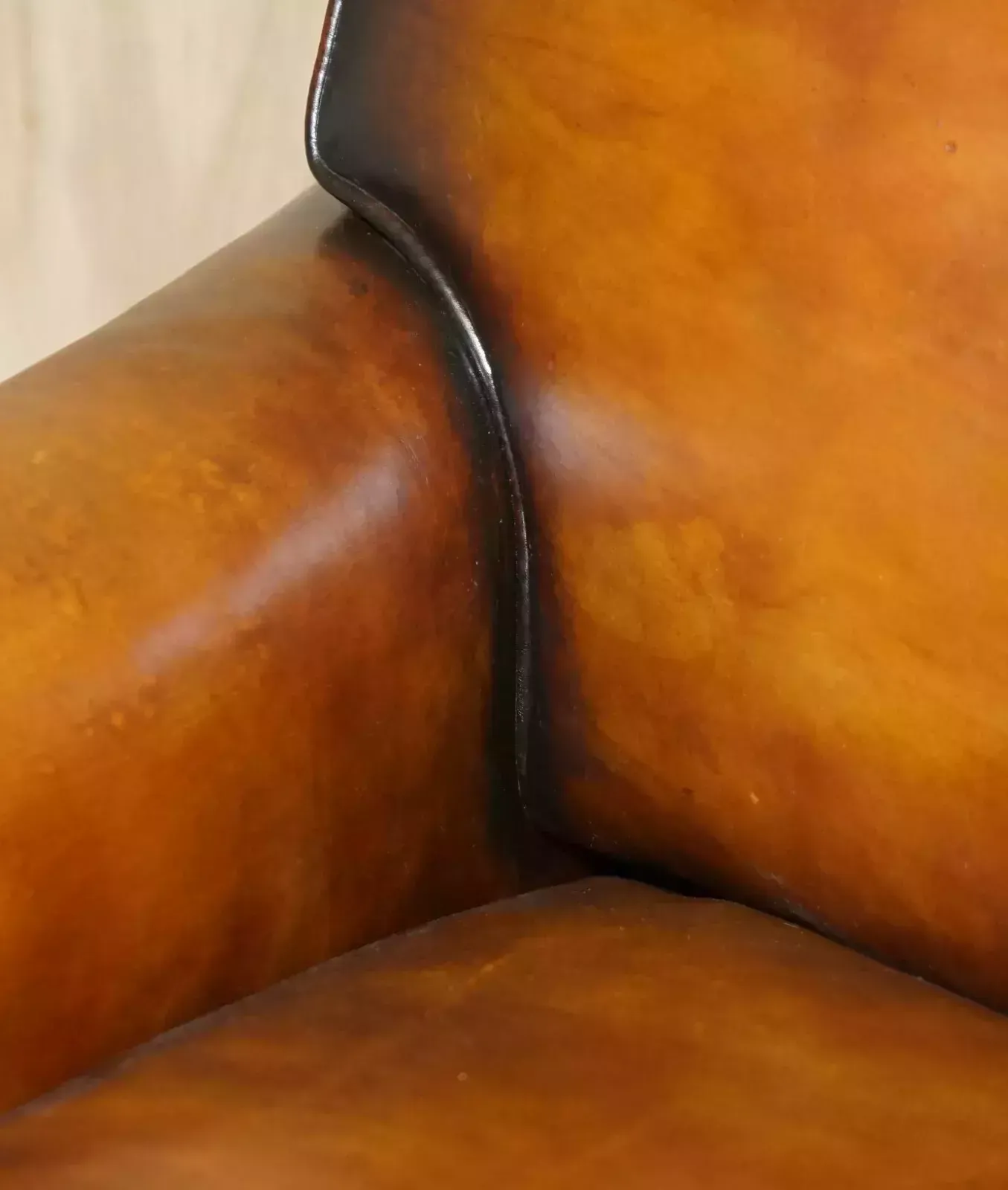 1 Of 2 Large George Smith Howard & Son's Brown Leather Signature Scroll Arm Sofa photo vinterior