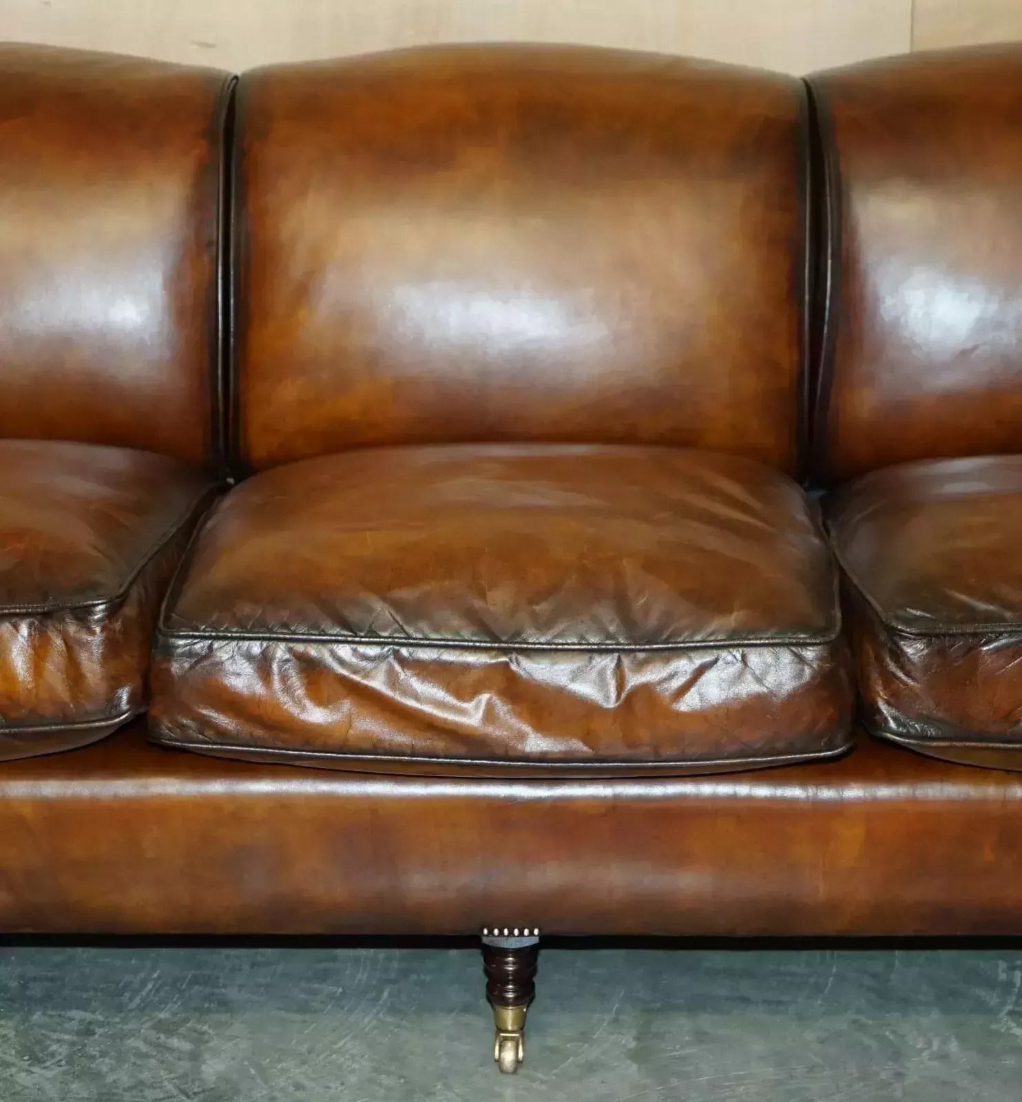photo furniture 1 Of 2 Large George Smith Howard & Son's Brown Leather Signature Scroll Arm Sofa