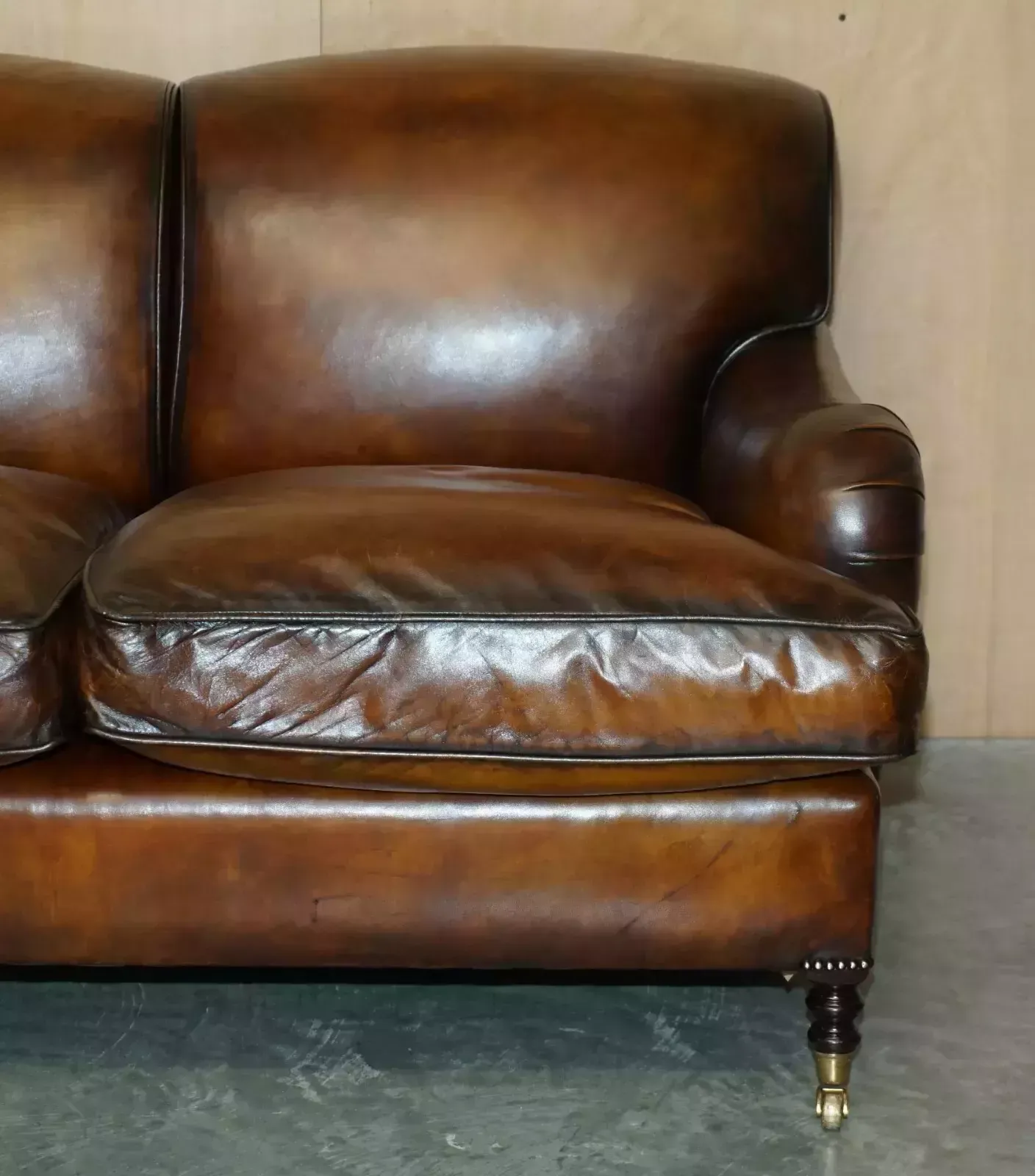 photo buy 1 Of 2 Large George Smith Howard & Son's Brown Leather Signature Scroll Arm Sofa