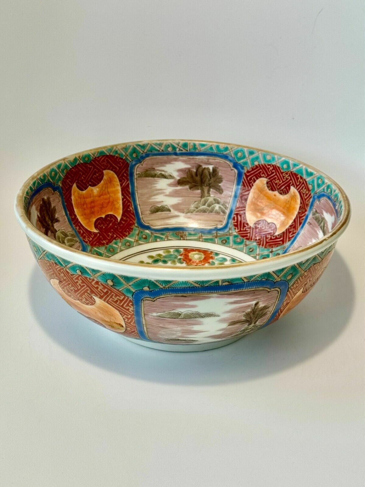 A 19th Century Japanese Meiji Period Imari Bowl Hand Painted With Flowers 25cmø photo 50.0