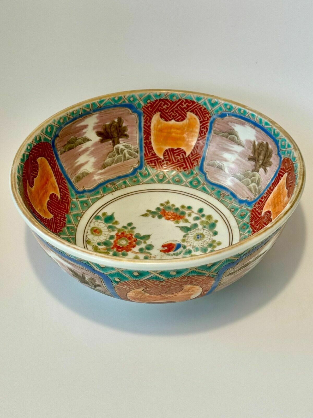Home Decor A 19th Century Japanese Meiji Period Imari Bowl Hand Painted With Flowers 25cmø photo