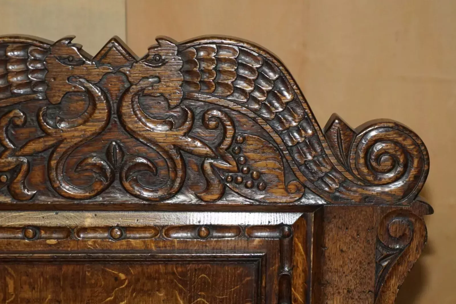 Fine & Rare Original 19th Century Wainscot Armchair England Oak With Side Drawer photo vinterior
