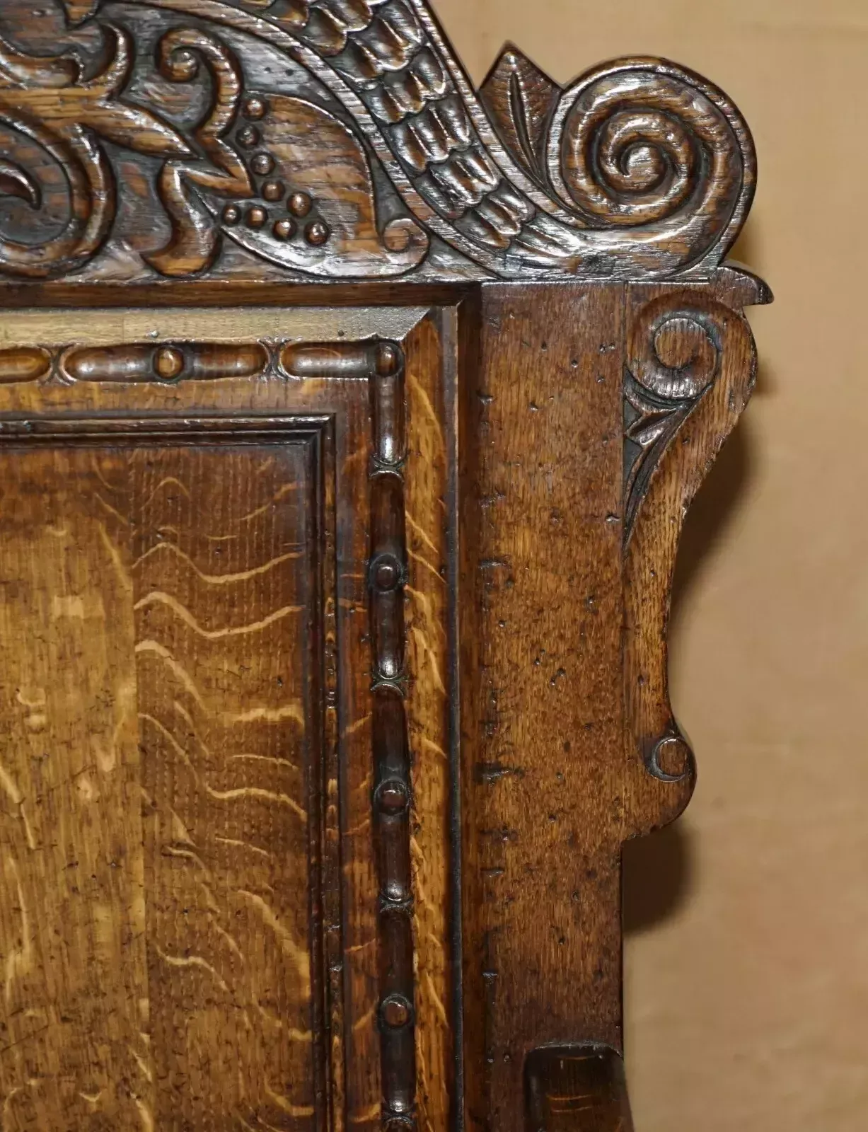 Fine & Rare Original 19th Century Wainscot Armchair England Oak With Side Drawer photo vintage