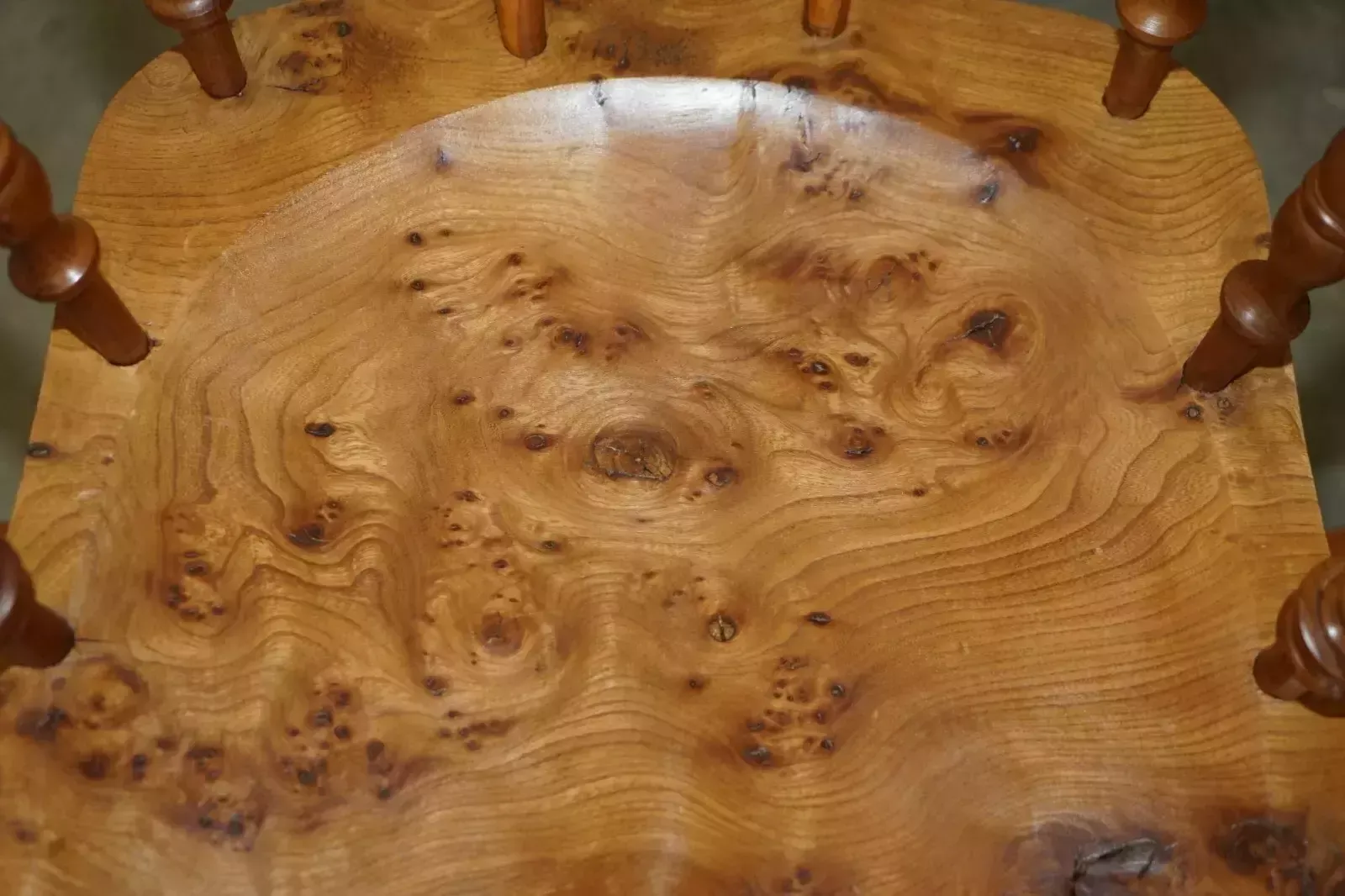 Super Rare Highly Collectable Burr Yew Wood Windsor Swivel Captains Office Chair photo vinterior