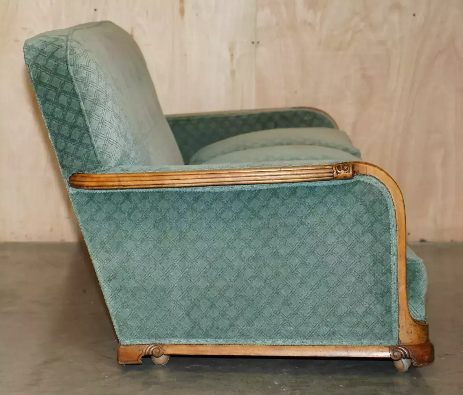 photo for sale Ornately Hand Carved Walnut Art Deco Circa 1920's Antique Sofa & Armchair Suite