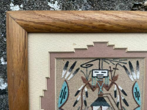 Vintage Rare Framed Native American Navajo Sand Painting Art photo for sale