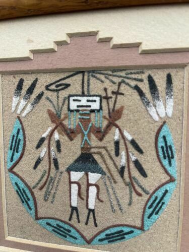 Vintage Rare Framed Native American Navajo Sand Painting Art photo 55.0