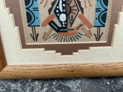 Vintage Rare Framed Native American Navajo Sand Painting Art #2 photo Art