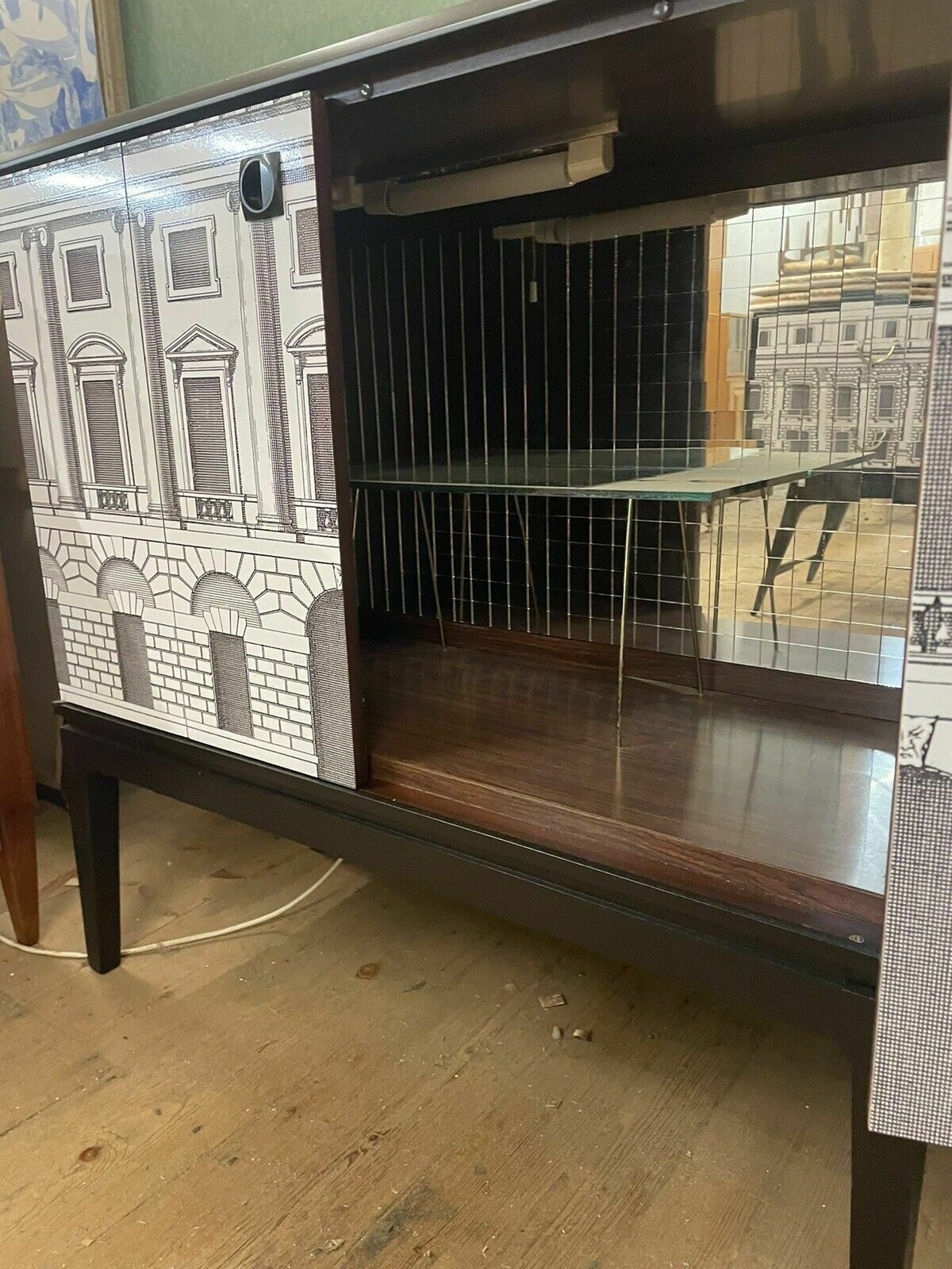 Vintage Bar Cabinet Neo Classical Fornasetti Style 1950s 60s Italian photo Furniture