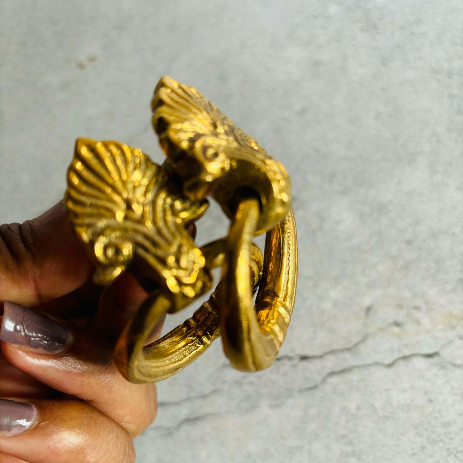 Pair Of Small Brass And Gold Plated Antique Handles photo Home Fixtures