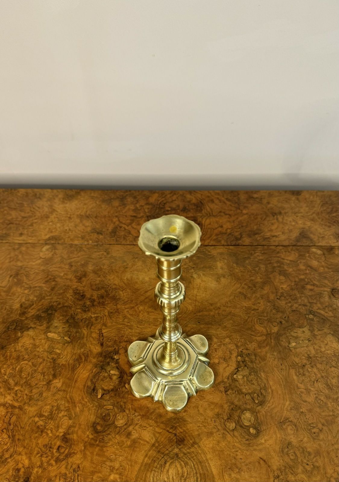 Stunning Quality Pair Of Antique George III Brass Candlesticks photo for sale