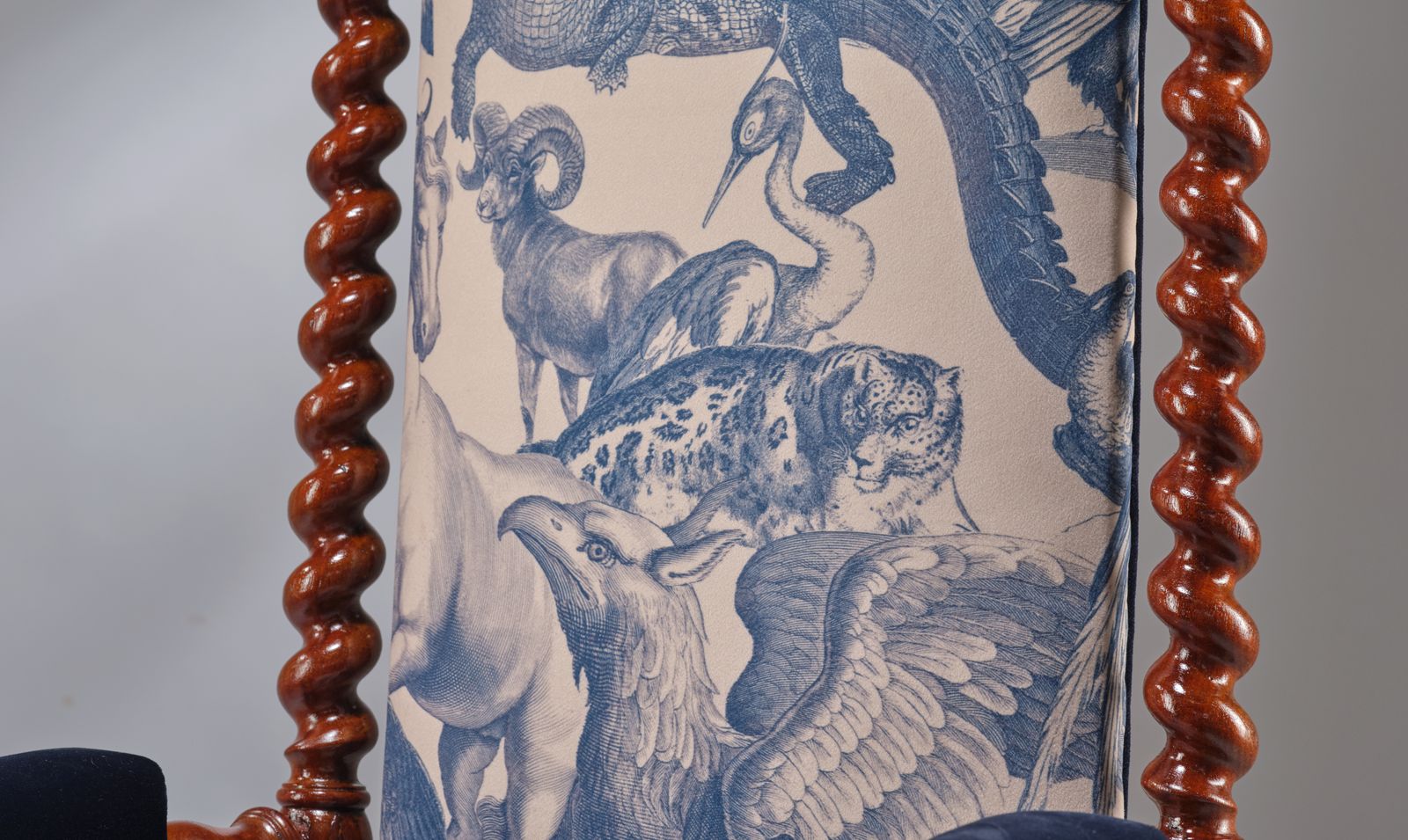 Antique 19th Century ‘Barley With A Twist’ Mythical Creature Velvet Chair, England Circa 1890 photo buy