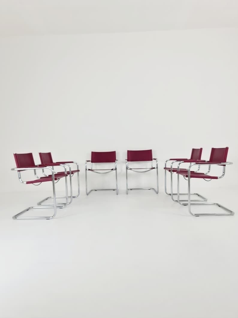 1 Of 10 Chairs Model Mg5 Centro Studio Desk Chair In Cognac By Mart Stam & Marcel Breuer, 1970s photo furniture