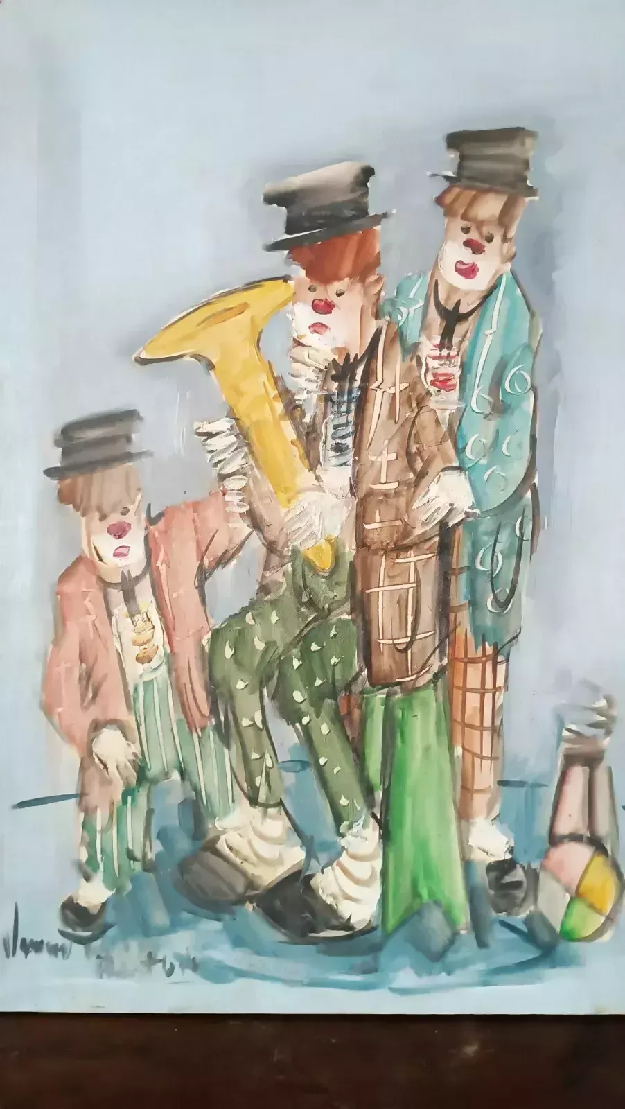 Oil Painting On Canvas Nando Da Pistoia, Clowns 60s photo furniture