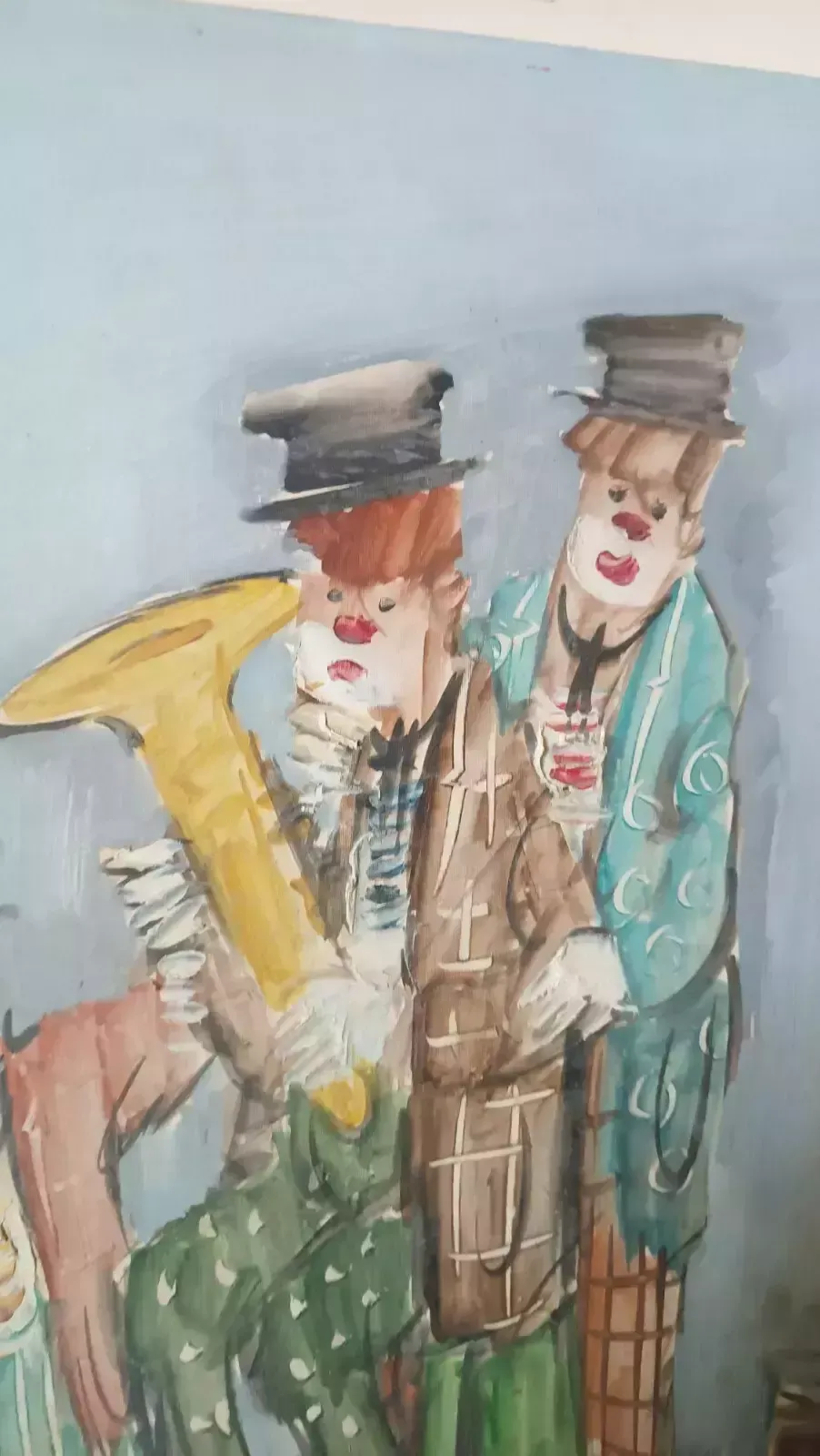 Oil Painting On Canvas Nando Da Pistoia, Clowns 60s photo for sale