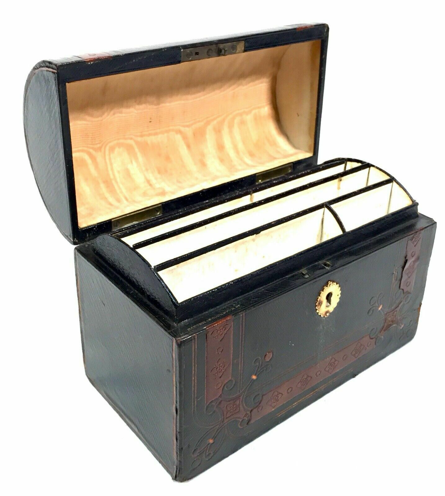 Antique Moroccan Leather Bound Stationery Box Desktop Paper Tidy C.1900 photo 99.0