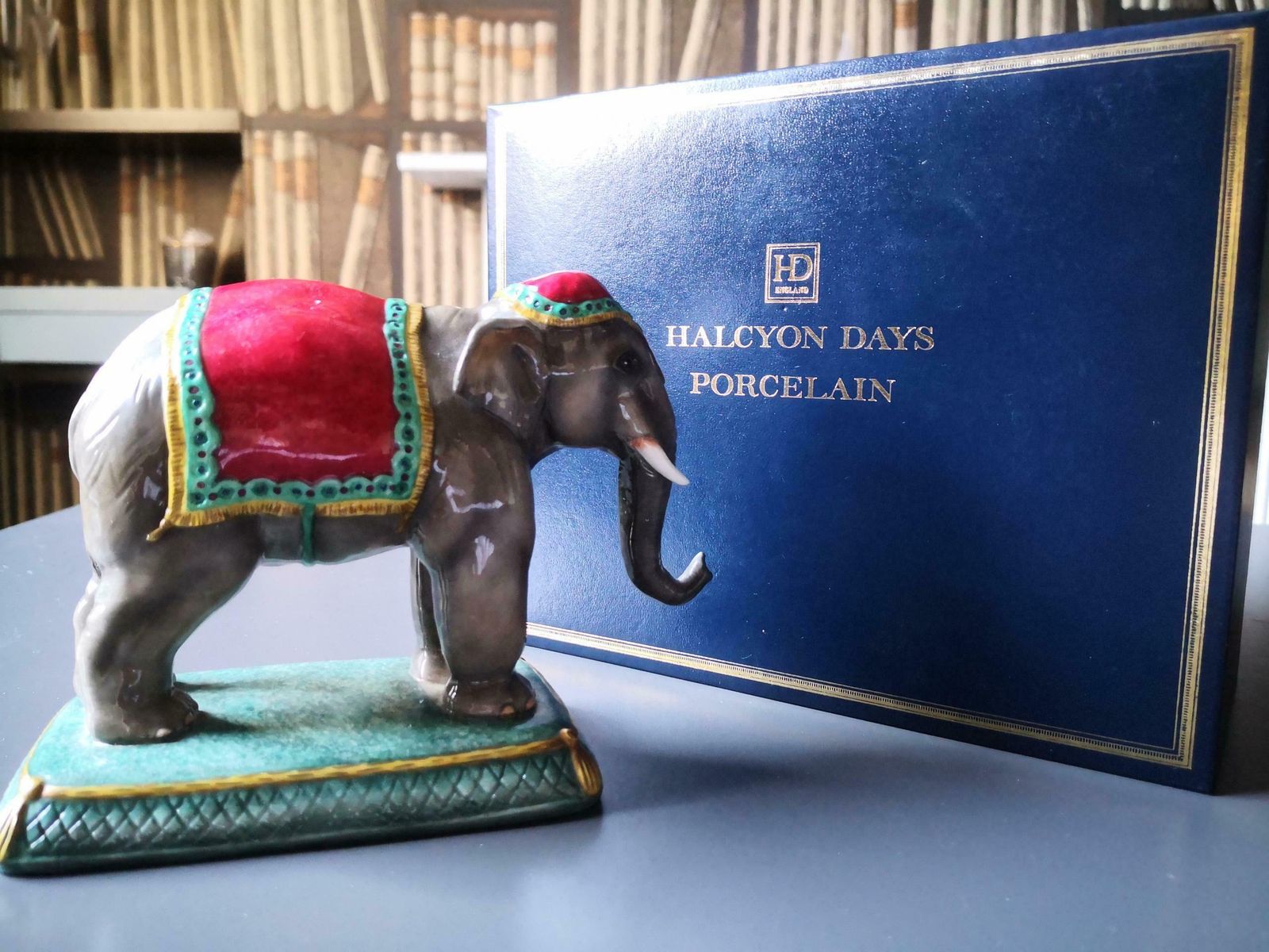 Halcyon Days Indian Elephant Porcelain Figure In Giftbox photo Home Decor