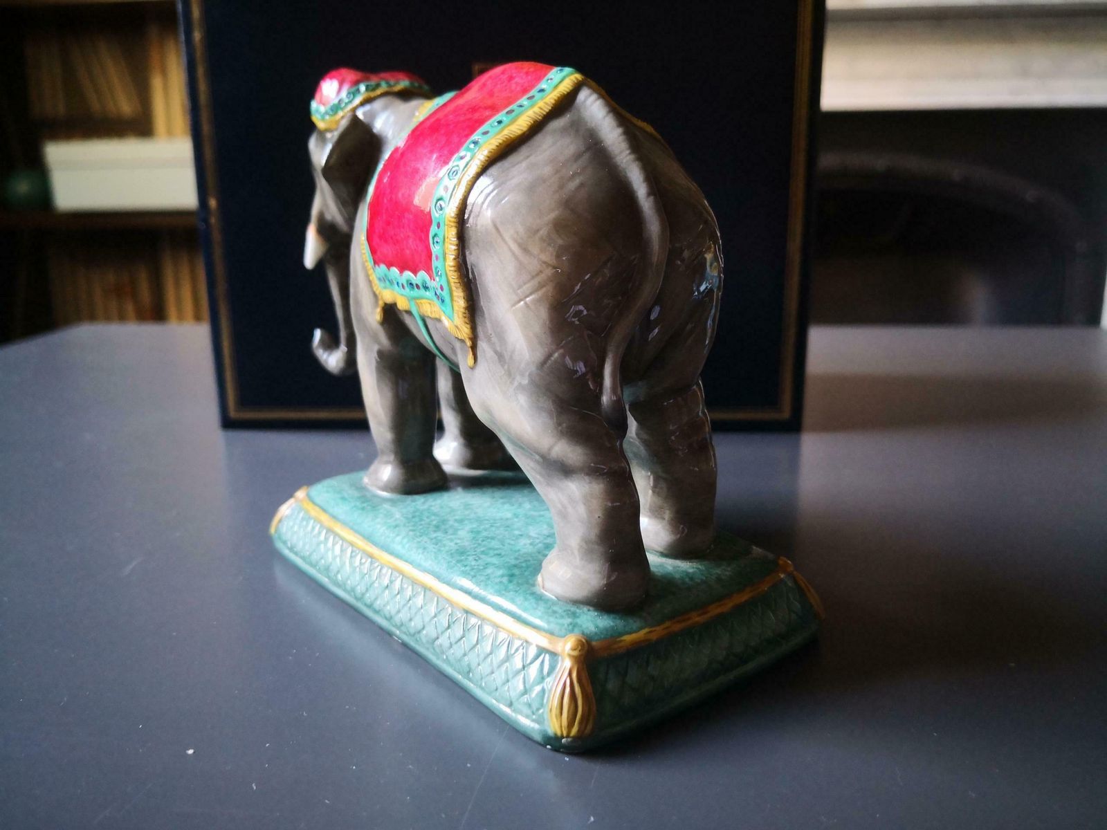 Halcyon Days Indian Elephant Porcelain Figure In Giftbox photo vinterior
