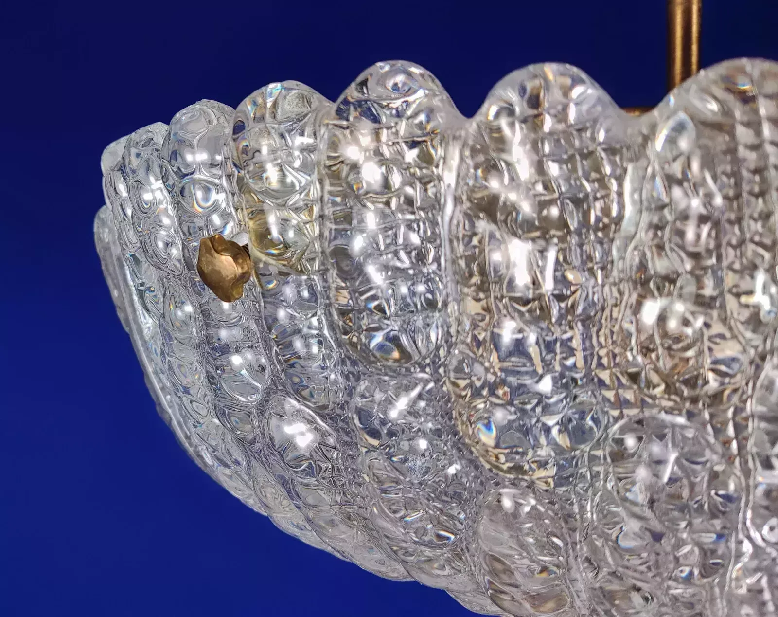 Vintage 1960s Orrefors Carl Fagerlund Brass & Crystal ‘Embassy’ Pendant Lamp photo Lighting