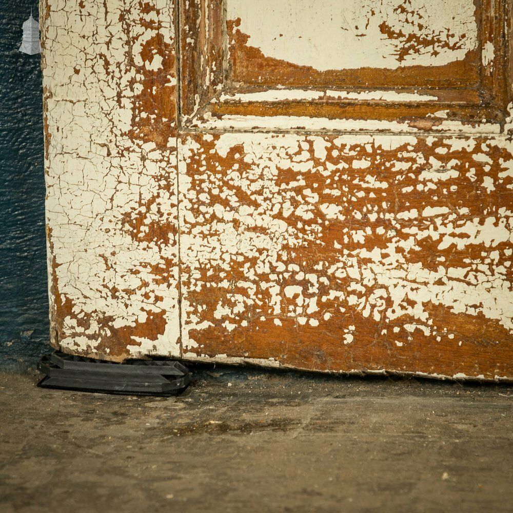 Half Glazed Door, 3 Moulded Pine Panel Distressed Crackled Paint photo 180.0