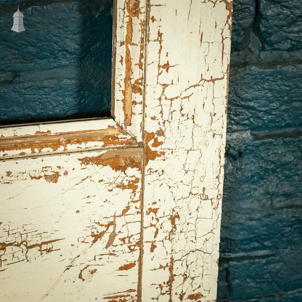 Half Glazed Door, 3 Moulded Pine Panel Distressed Crackled Paint photo vinterior