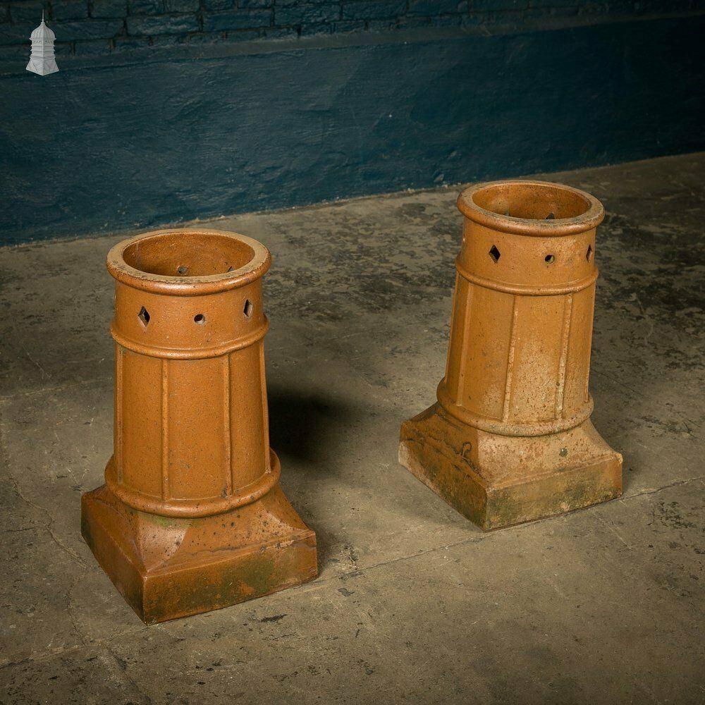 photo for sale Chimney Pot Planters, Salt Glazed, Pair