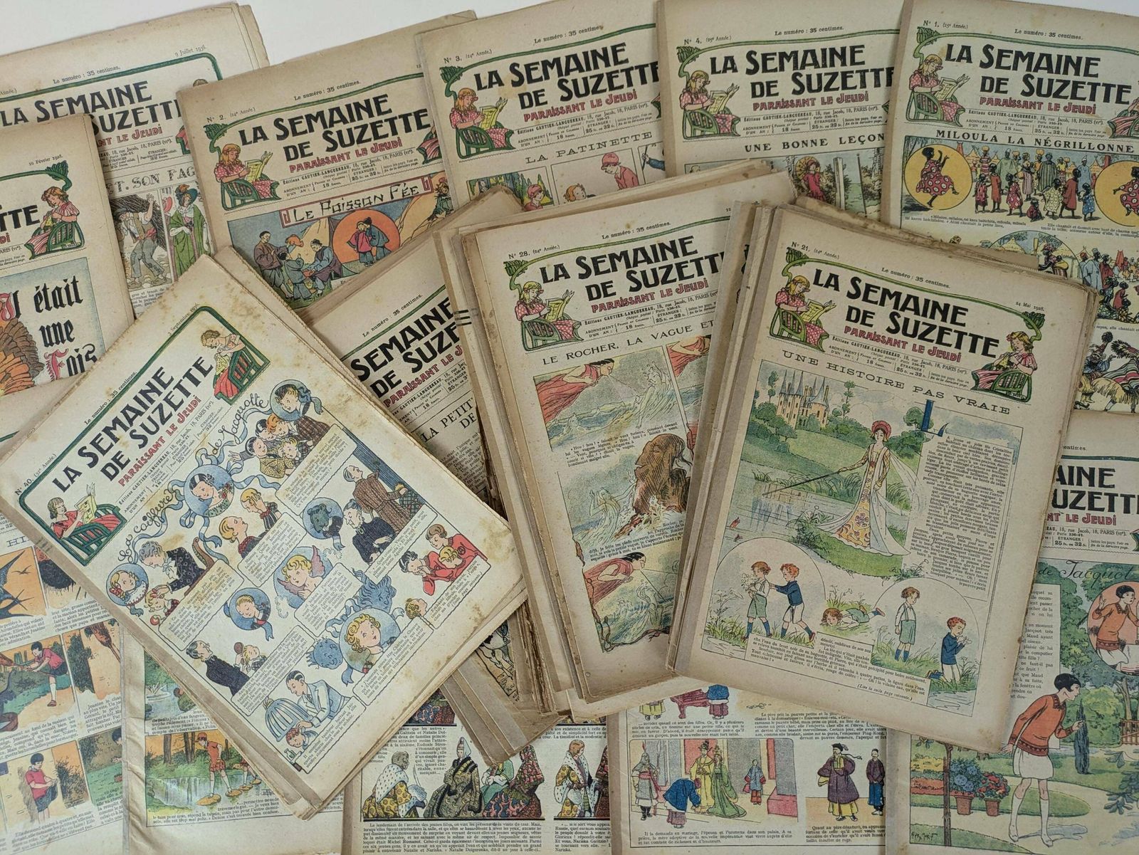 55 Antique French 1920s La Semaine De Suzette Magazines, Prop Set Design, Photography French Ephemera, Old Document, Scrapbooking Supplies