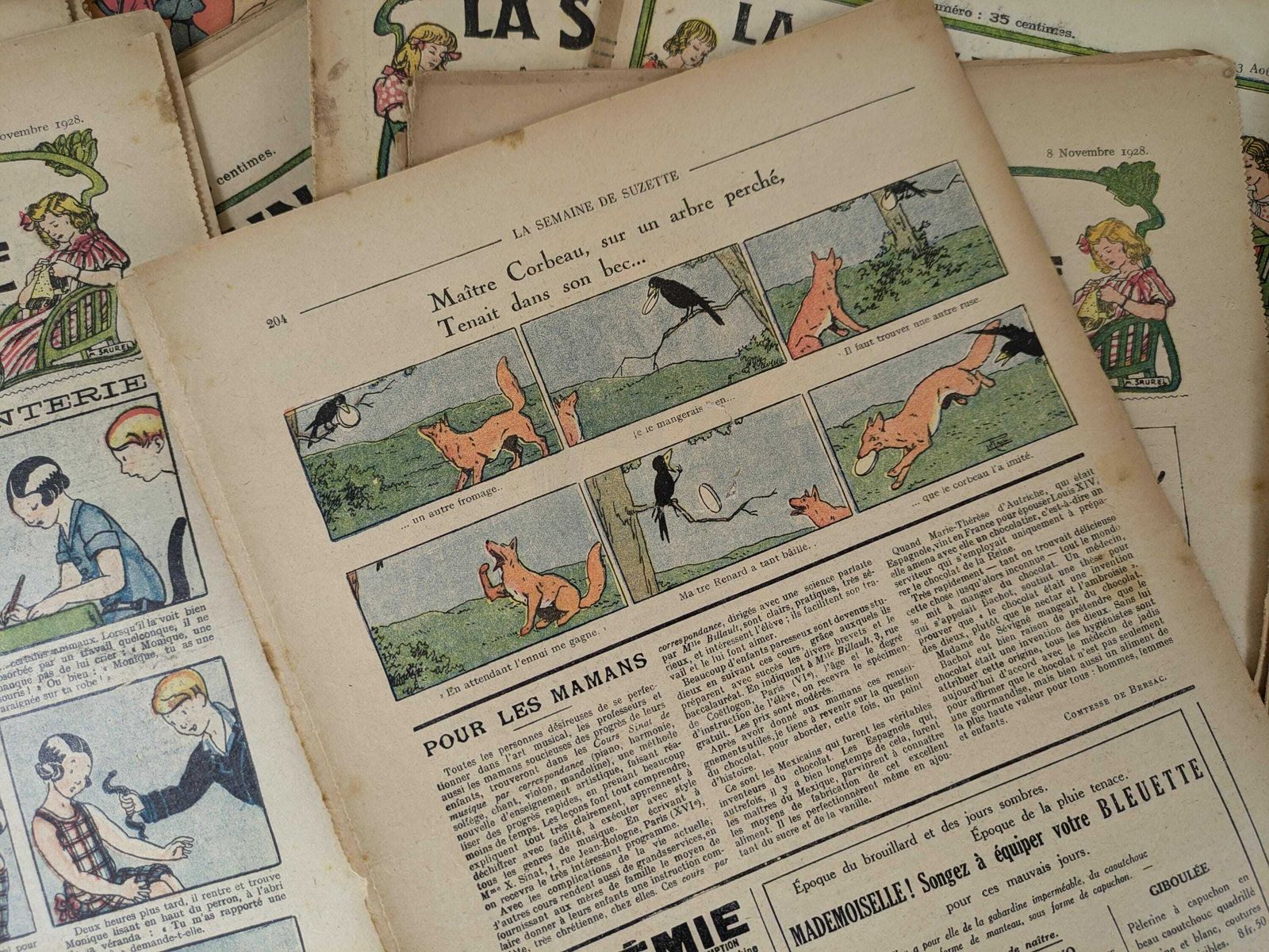 55 Antique French 1920s La Semaine De Suzette Magazines, Prop Set Design, Photography French Ephemera, Old Document, Scrapbooking Supplies photo vintage