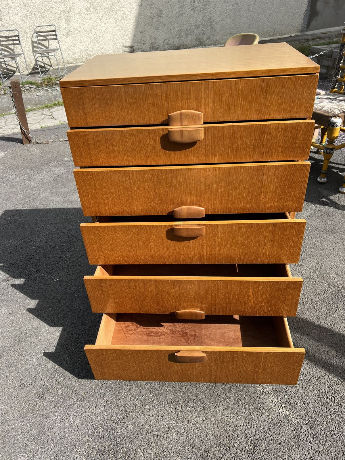 Mid Century Teak Tallboy By Stonehill  6 Graduated Drawers photo buy