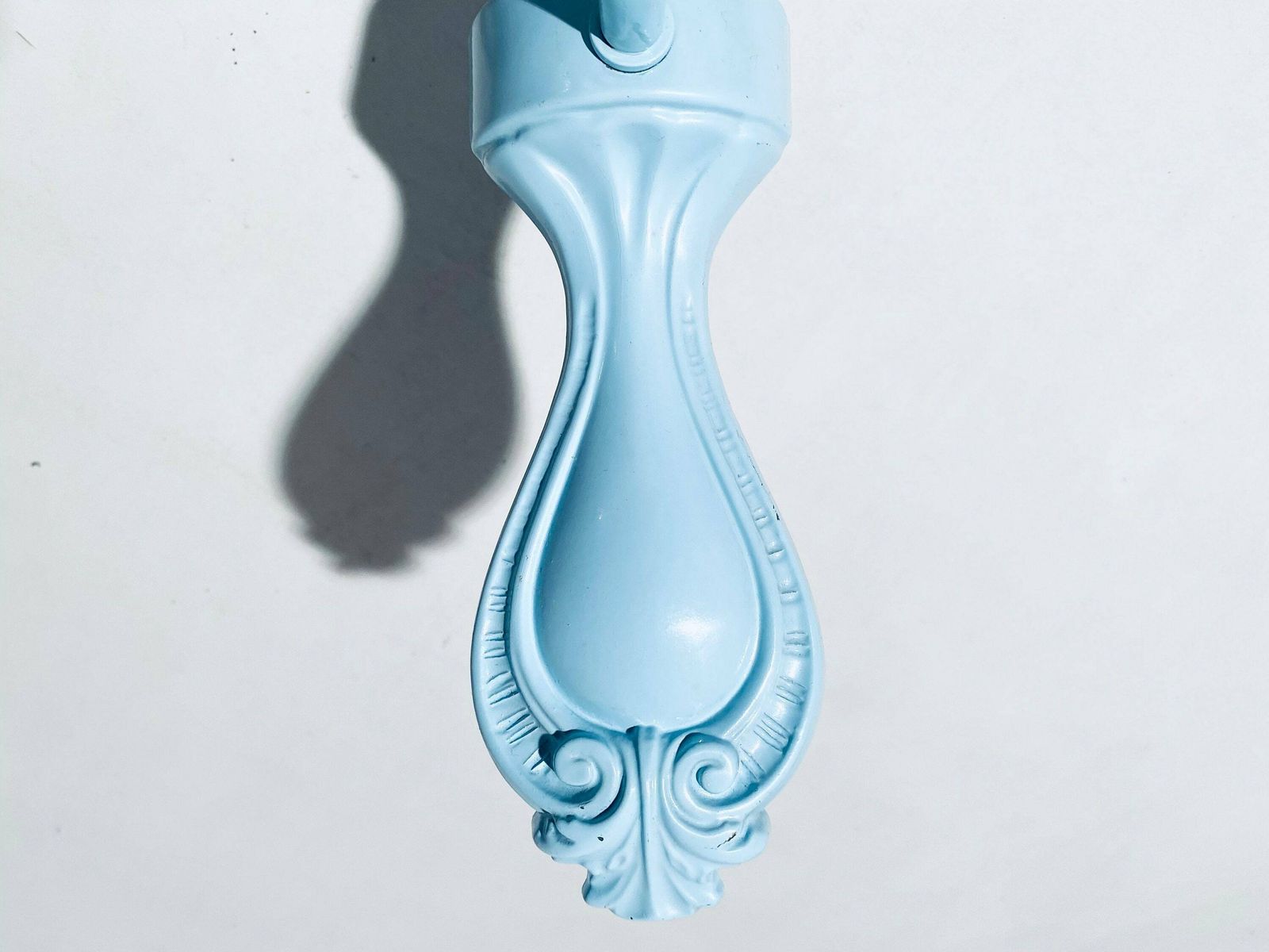 photo furniture Romantic Vintage Arm Wall Lamp / Baby Blue Metal And Glass / 1960s French Decor
