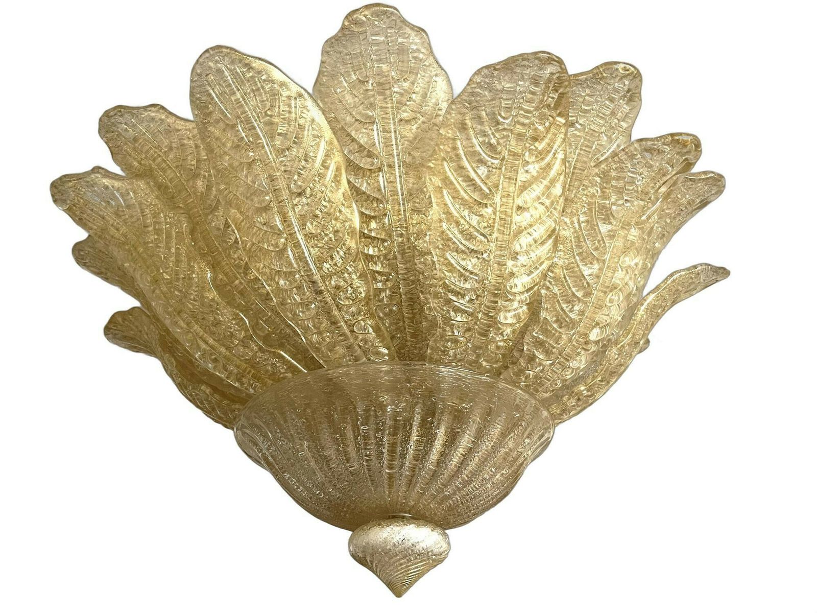 Golden Murano Glass Flush Mount Ceiling Light By Barovier & Toso, Italy 2002