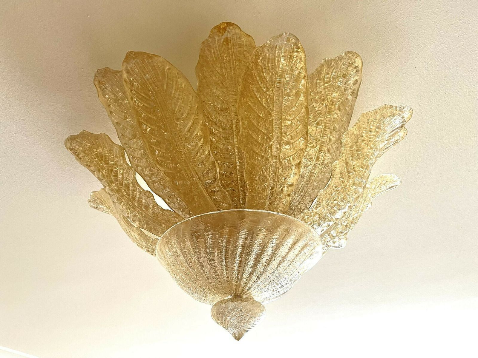 Golden Murano Glass Flush Mount Ceiling Light By Barovier & Toso, Italy 2002 photo 3380.0