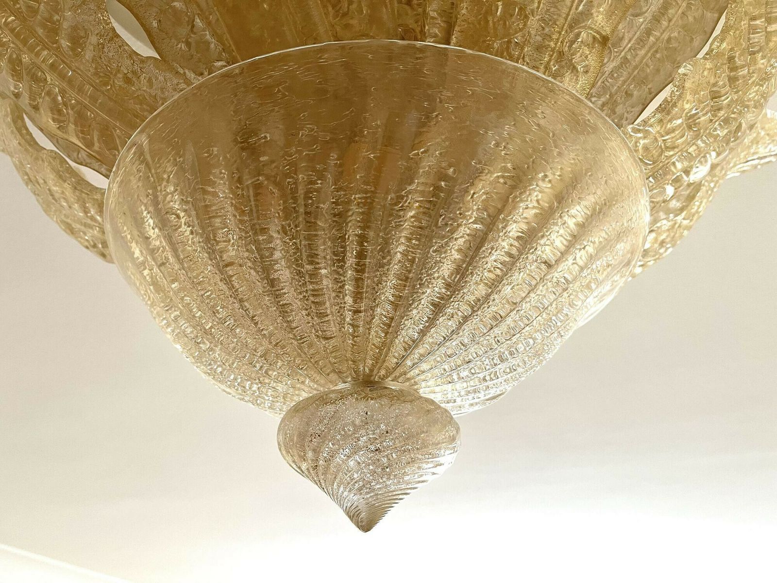 Golden Murano Glass Flush Mount Ceiling Light By Barovier & Toso, Italy 2002 photo vinterior