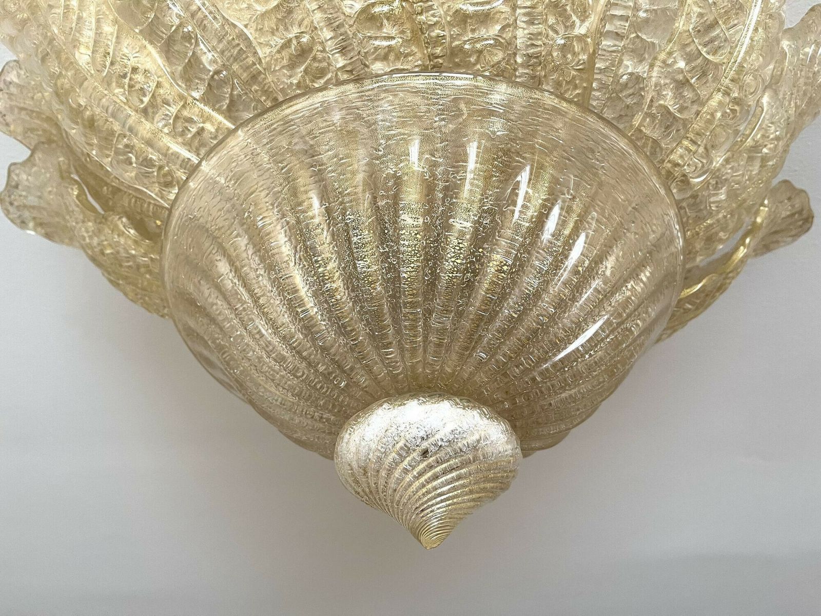 Golden Murano Glass Flush Mount Ceiling Light By Barovier & Toso, Italy 2002 photo vintage