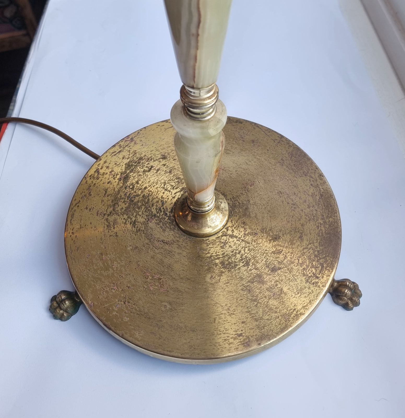 Onyx Stone & Brass Lamp Stand   Working, Freestanding, Floor/Standard, Wired, Unique photo furniture