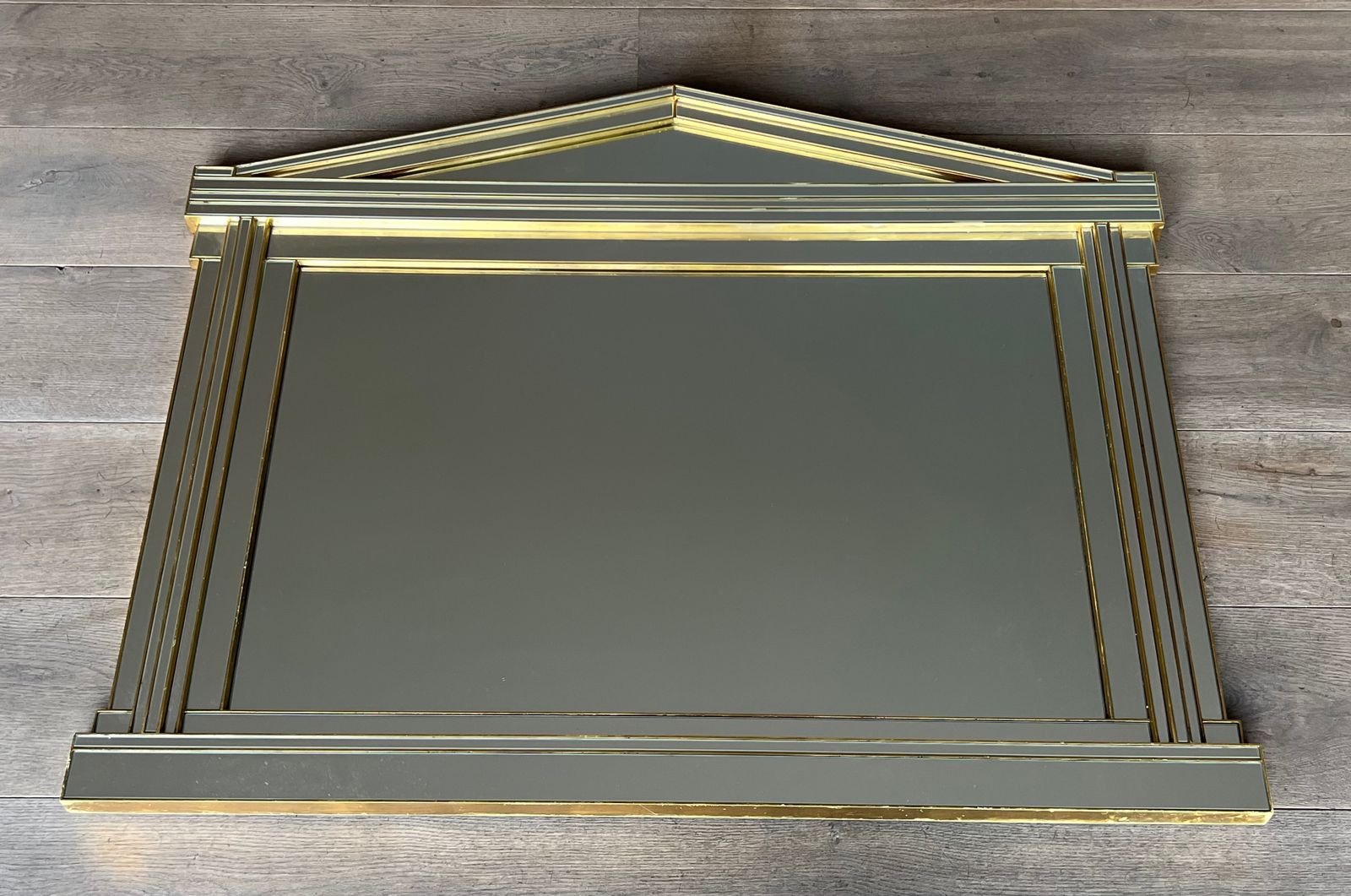 photo vinterior Large Domus Mirror In Wood, Golden Plexiglass And Mirrors