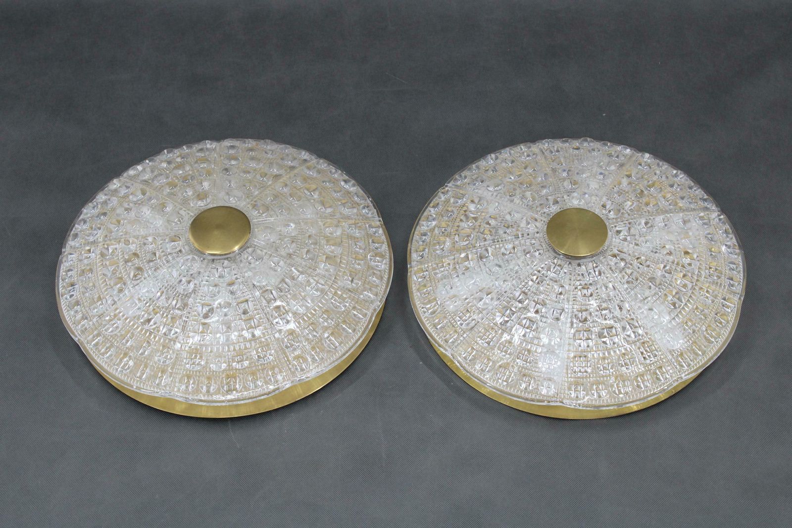 1970s Carl Fagerlund Pair Of Brass And Glass Ceiling Lamps, Sweden photo furniture