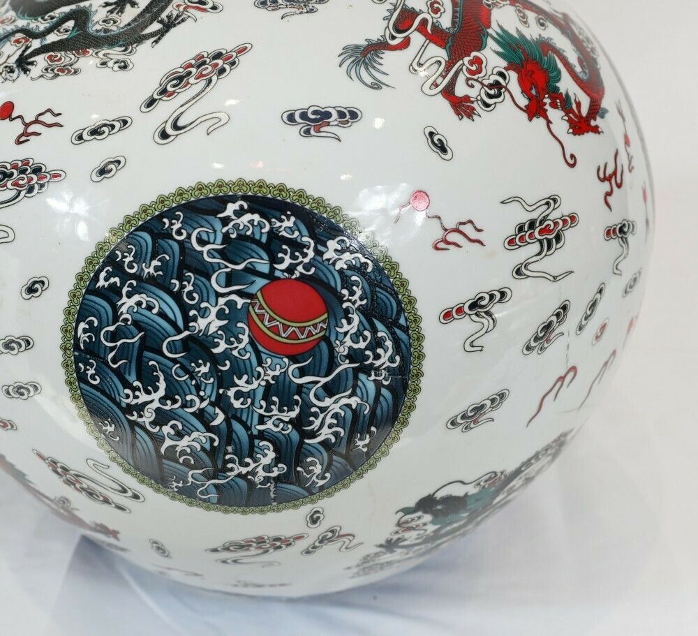 Ming Porcelain Urns   Pair Chinese Dragon Vases Bulbous Urn photo 750.0