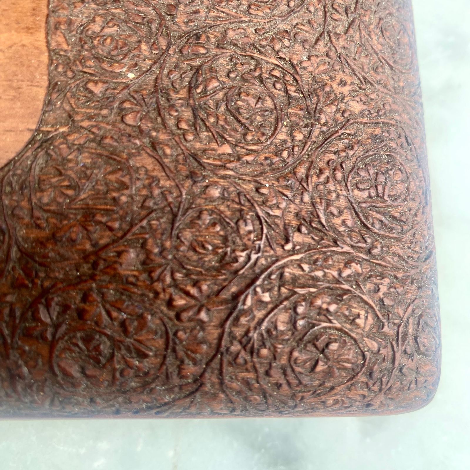 Antique 1920s Hand Carved Indian Rosewood Cigar Cigarette Case Pencil Pen Box photo for sale