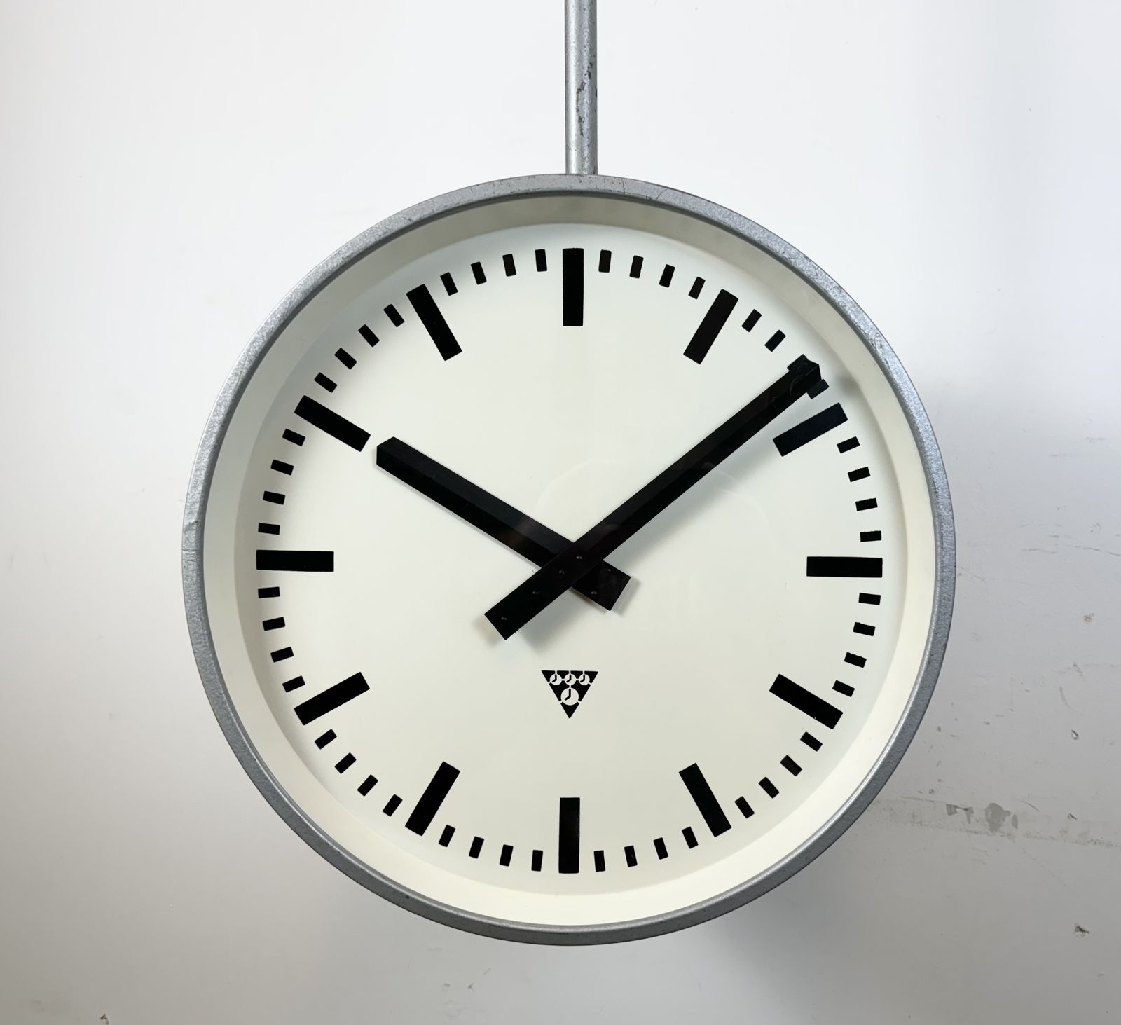 Huge Industrial Double Sided Railway Or Factory Clock From Pragotron, 1960s photo buy