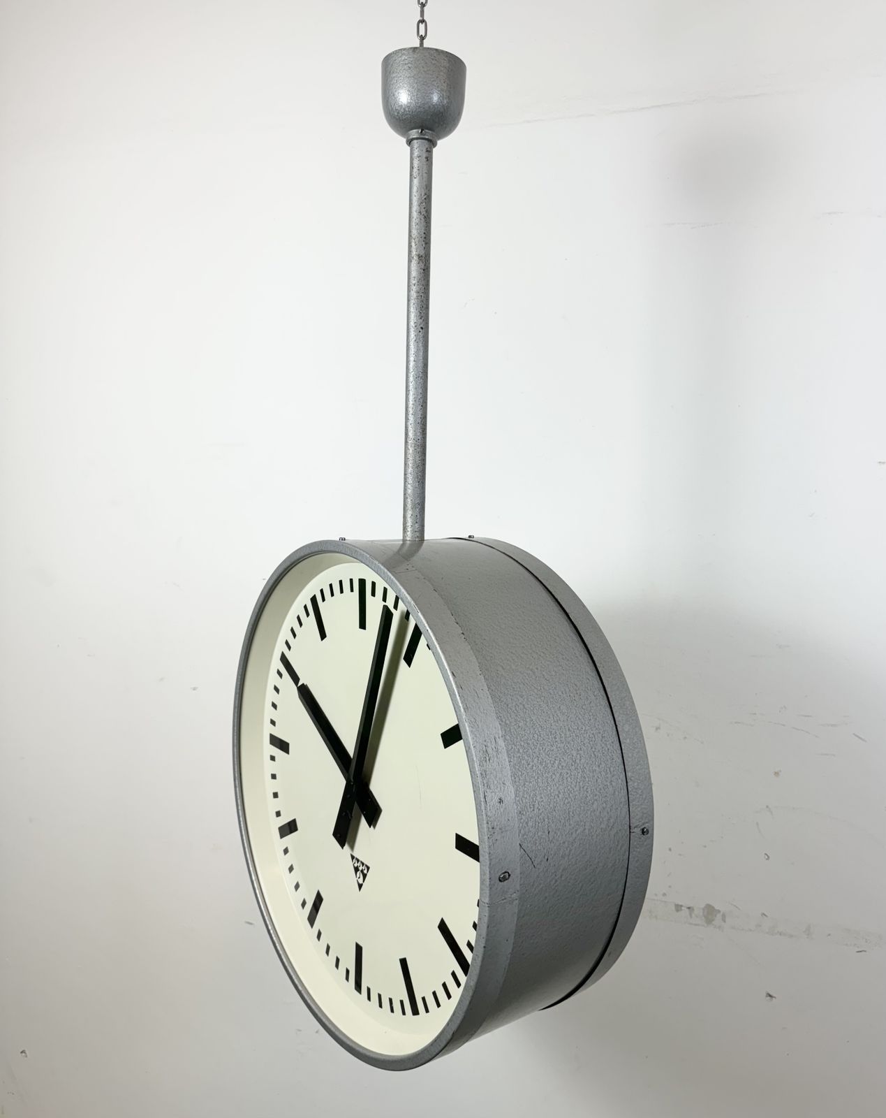 photo buy Huge Industrial Double Sided Railway Or Factory Clock From Pragotron, 1960s
