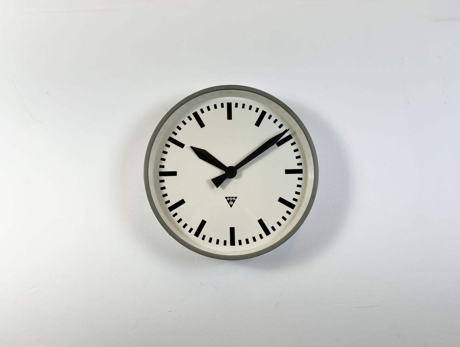 Large Grey Industrial Factory Wall Clock From Pragotron, 1960s photo buy