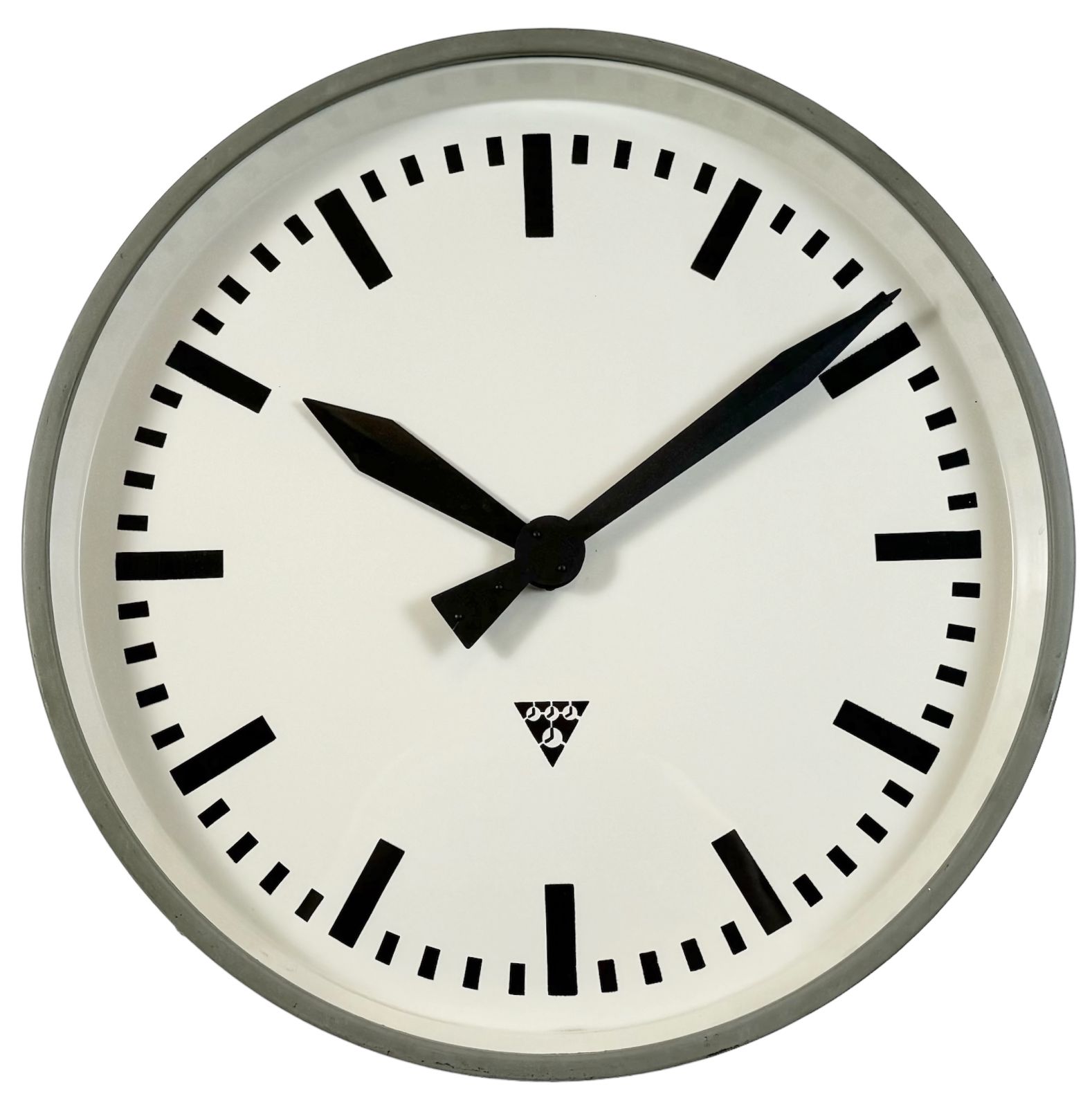 Large Grey Industrial Factory Wall Clock From Pragotron, 1960s