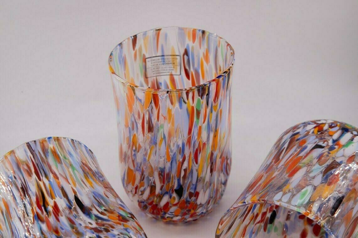 Denver, Set Of 6 Murano Glasses Color "Millefiori" Handmade, Murano Glass Made In Italy photo 149.0