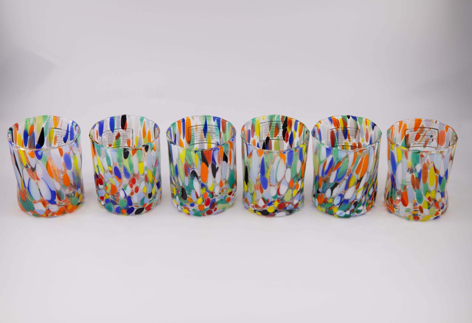 Caracas, Set Of 6 Murano Shot Glasses Color "Arlechhino" Handmade, Murano Glass photo furniture