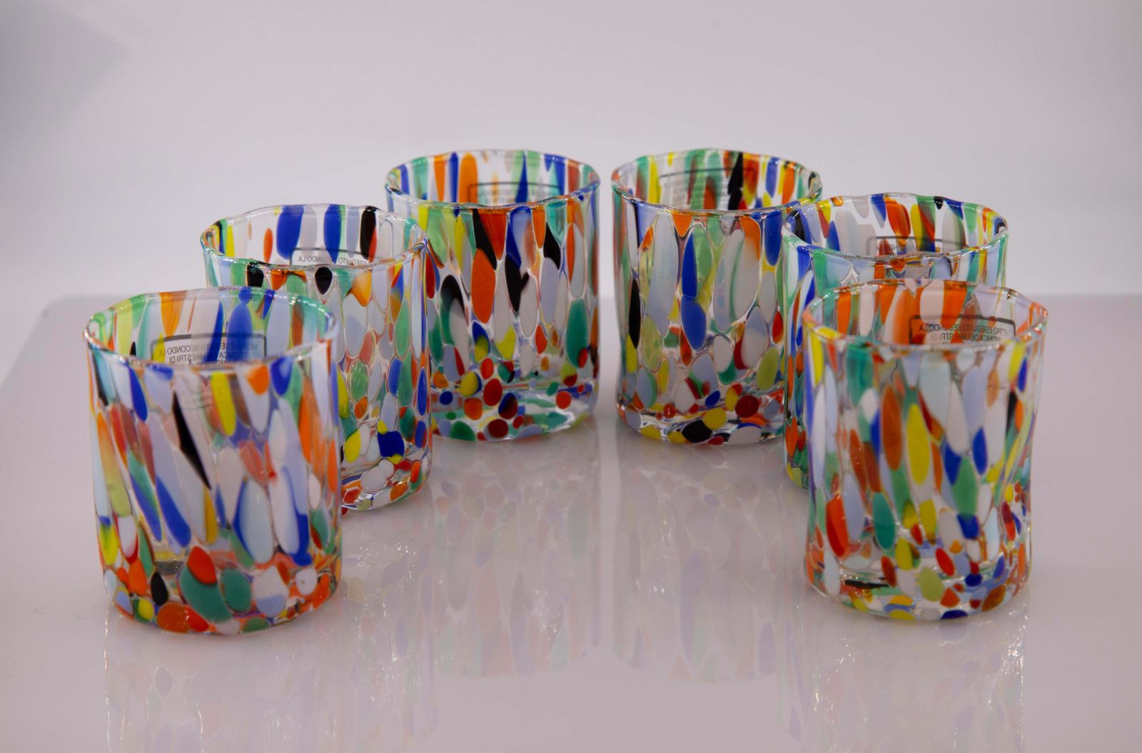 Caracas, Set Of 6 Murano Shot Glasses Color "Arlechhino" Handmade, Murano Glass photo buy