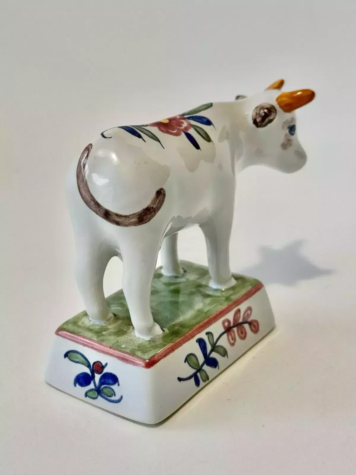 Rare Vintage Ceramic Faience Cow Hand Painted For Tiffany & Co photo vinterior