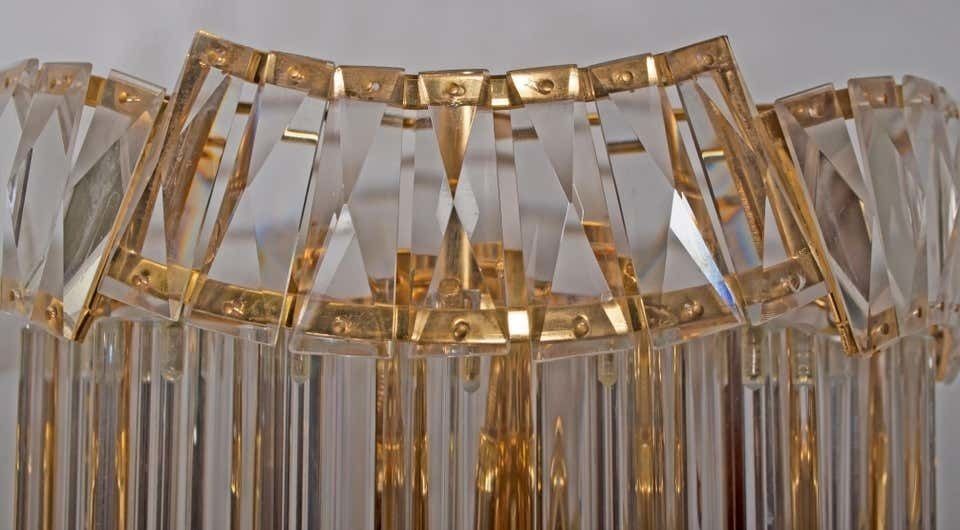 Pair Of Venini Midcentury Brass And Murano Glass "Triedri" Sconces, 1970s photo vinterior